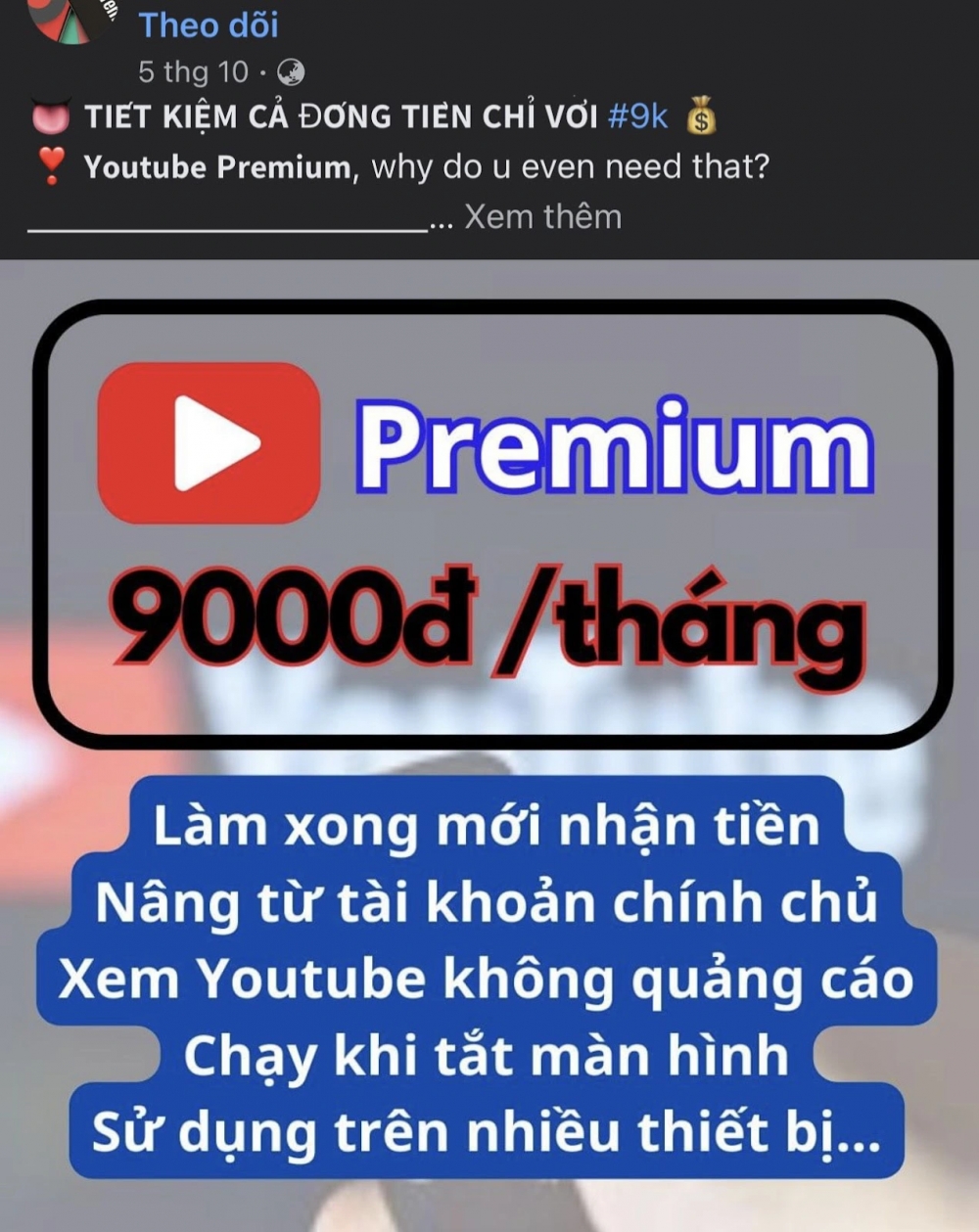 Mất tiền oan khi đăng ký dùng YouTube Premium giá 9.000 đồng từ người lạ