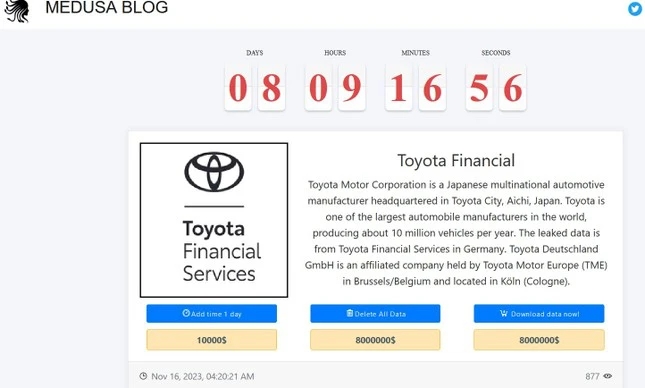 Toyota bị tin tặc tấn công, tống tiền hàng triệu USD