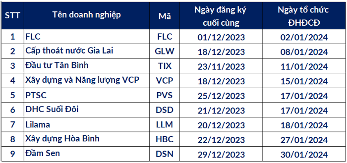 Nhiều doanh nghiệp dự kiến tổ chức họp ĐHĐCĐ bất thường trong tháng 1/2024