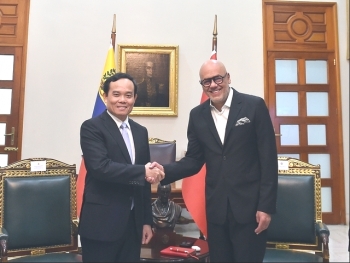 Phó Thủ tướng Trần Lưu Quang hội kiến Chủ tịch Quốc hội Venezuela